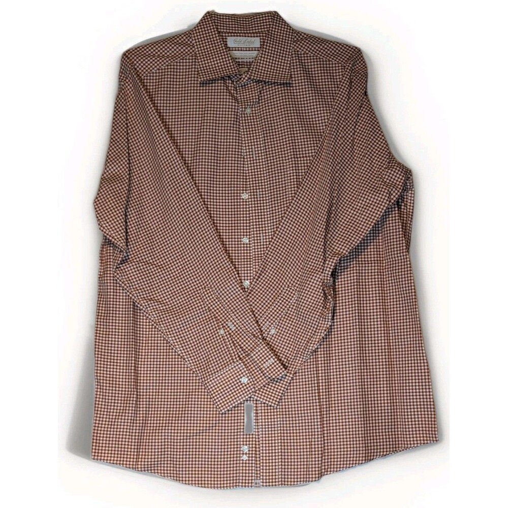 Gold Label Roundtree Yorke 16.5 34 Button Down. 100% Cotton,  Red Plaid